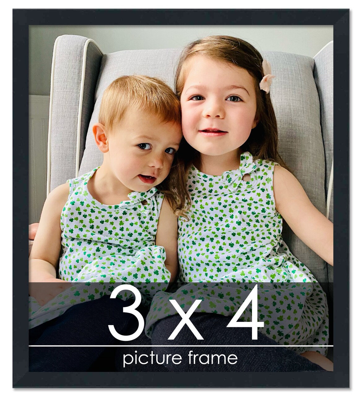 3x4 Slim Profile Black Picture Frame - UV Acrylic, Foam Board Backing, Hanging Hardware